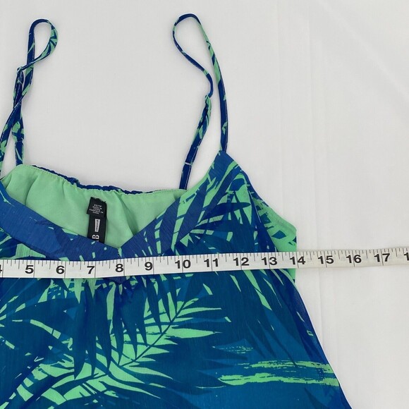 Design Lab Lord & Taylor Womens Blue Leaf Print Cropped Blouse Top Size XS - Picture 5 of 6